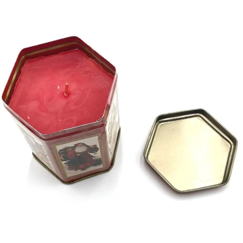 Vtg 1990s GiftCo Wick 'n Tin Bayberry Scented Christmas Candle With Original Box